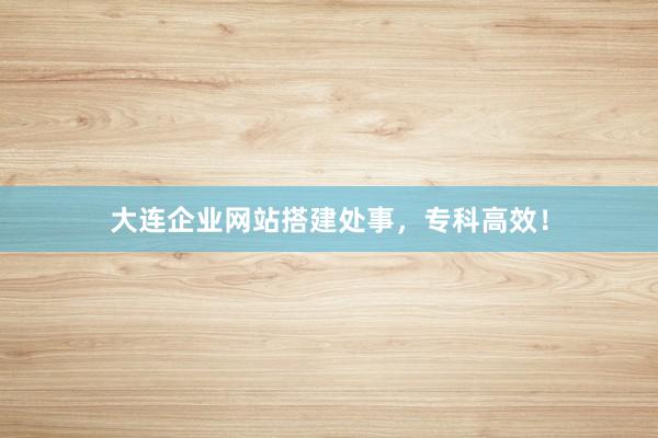 大连企业网站搭建处事，专科高效！